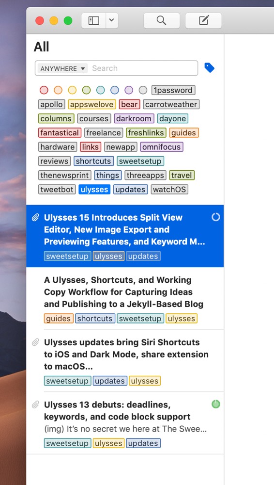 Ulysses Search on the Mac