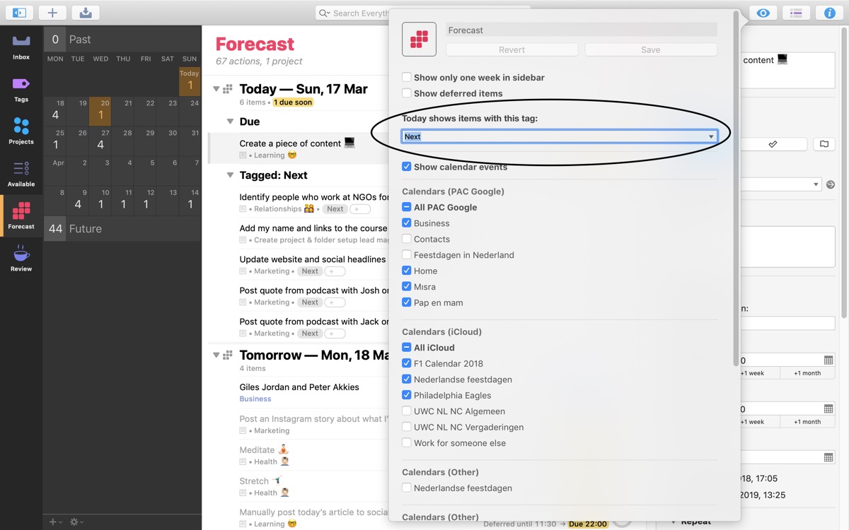 Forecast view Next tag in Today setting