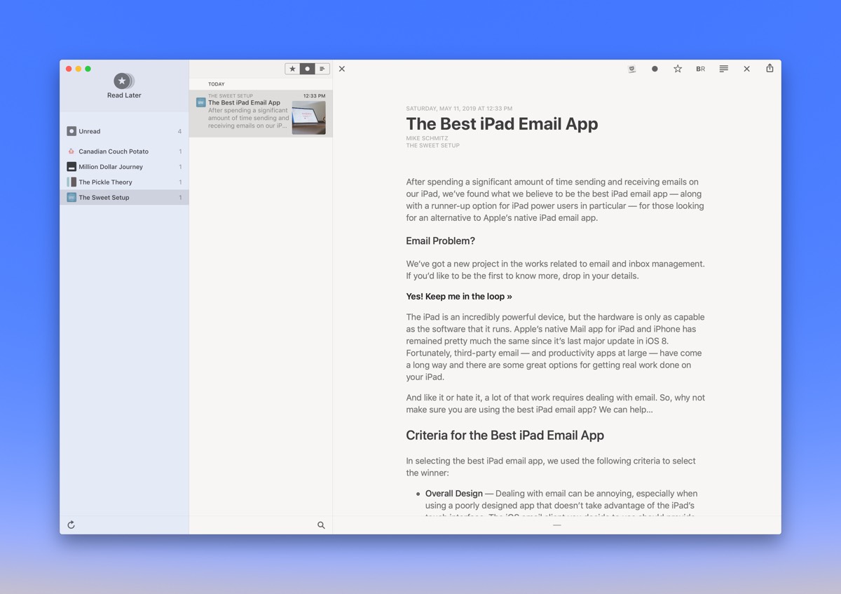 good rss reader for mac