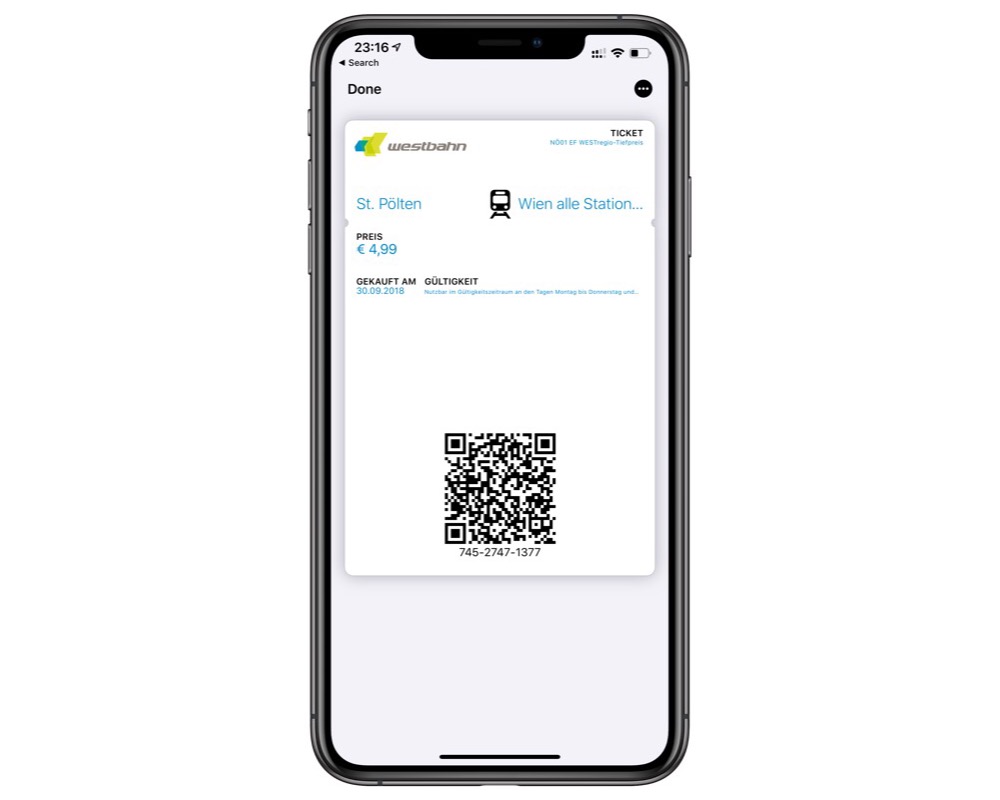 apple wallet ticket