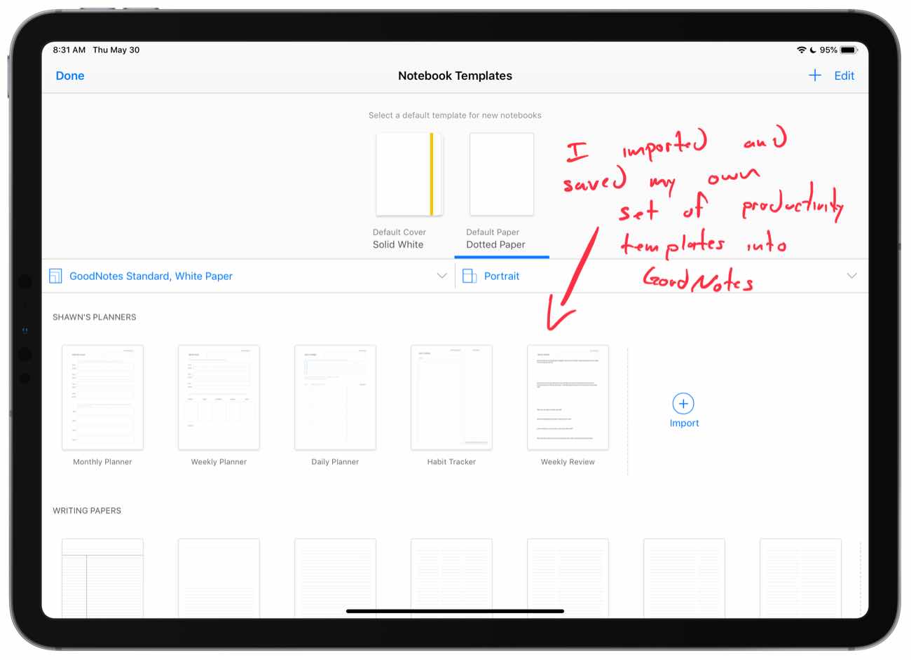 Custom GoodNotes Templates