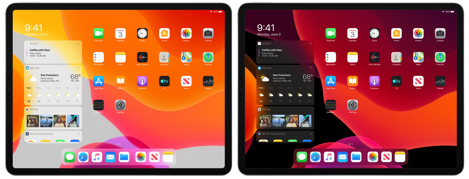 iPadOS light and dark