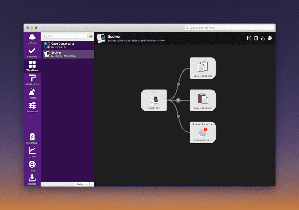 swinsian alfred workflow