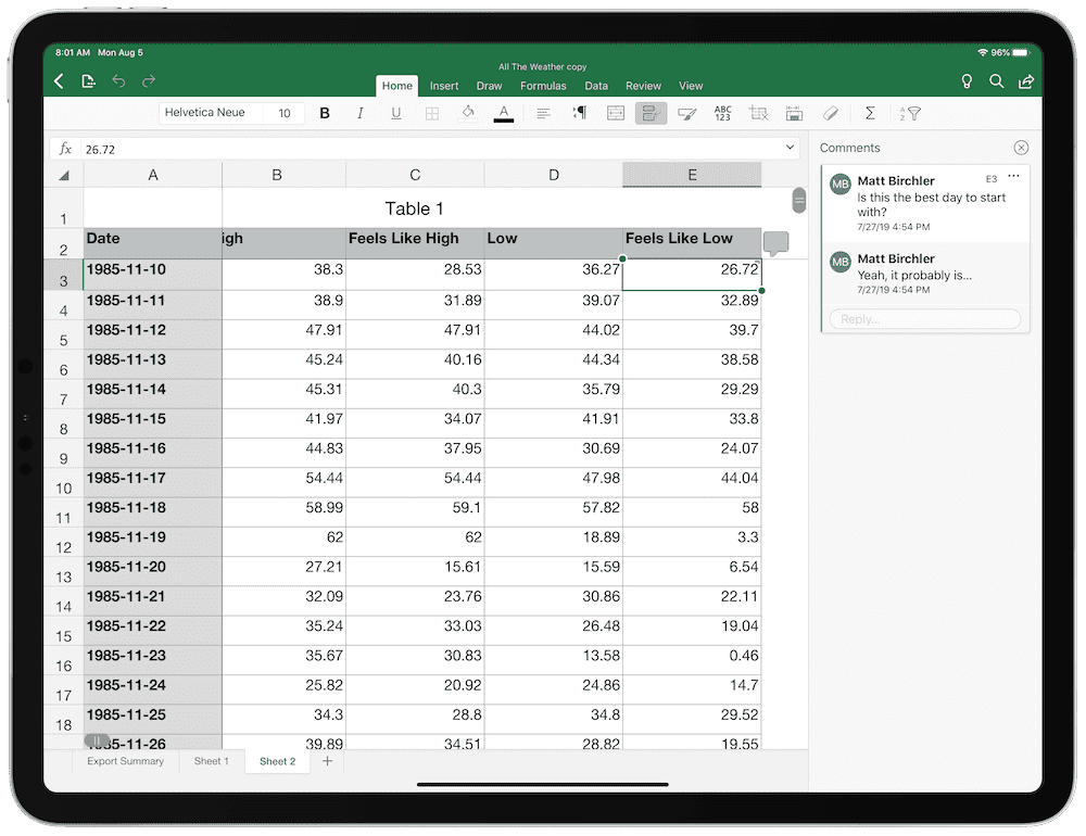 Ipad Pro Excel