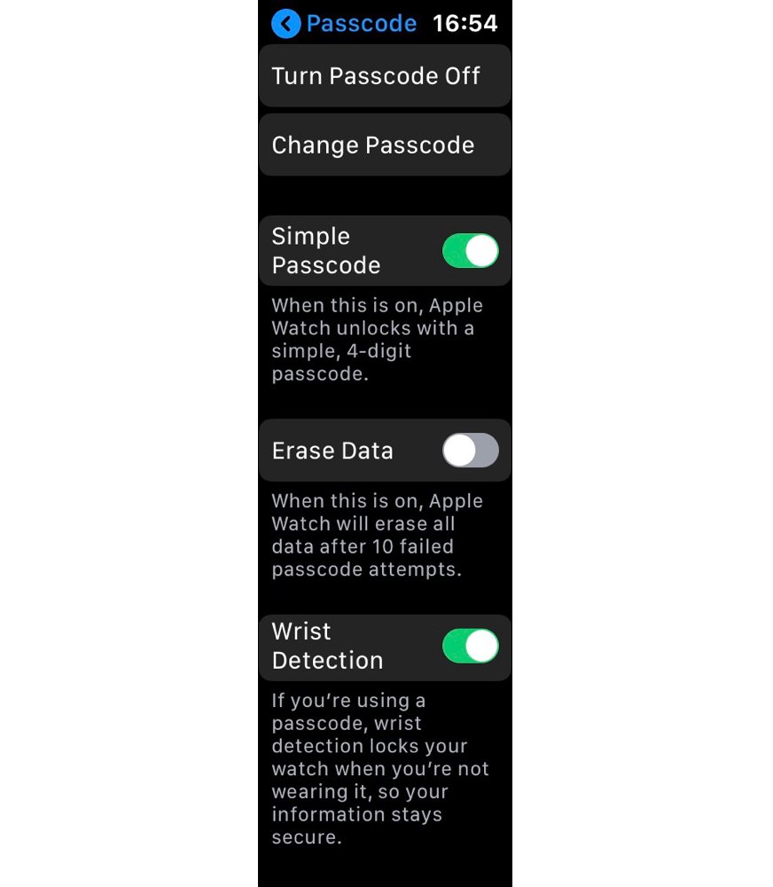 How to disable cheap passcode on apple watch