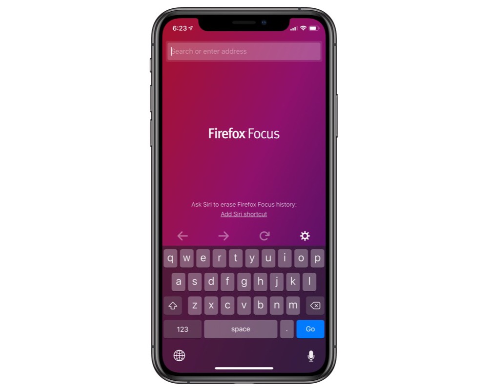 Firefox Focus main screen