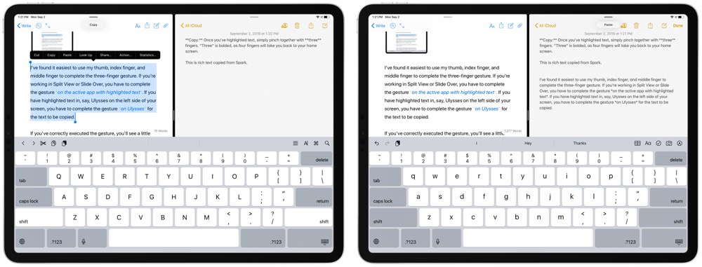 Using the New Text Formatting Gestures in iPadOS