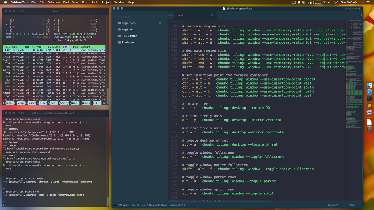chunkwm Sublime Text and iTerm
