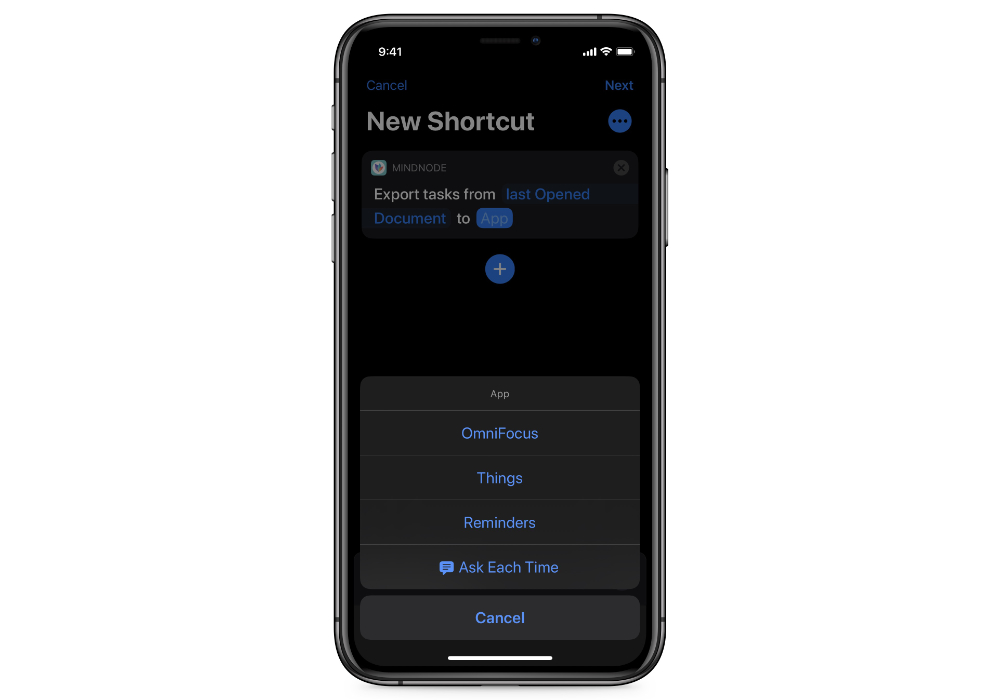 Export tasks Shortcut