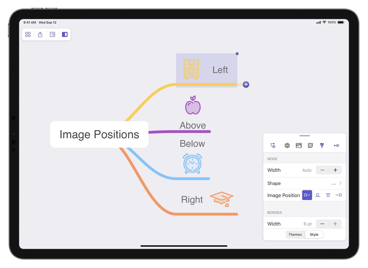 Image positions in MindNode