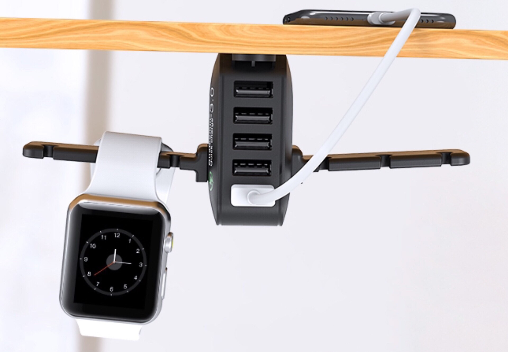 Yostyle Under-Desk Headphone + Apple Watch Stand with USB Charger