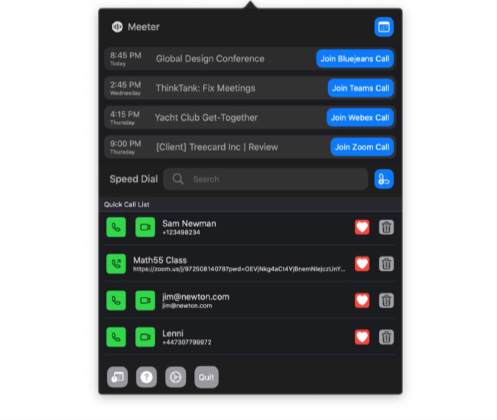 Meeter Pro menu bar list