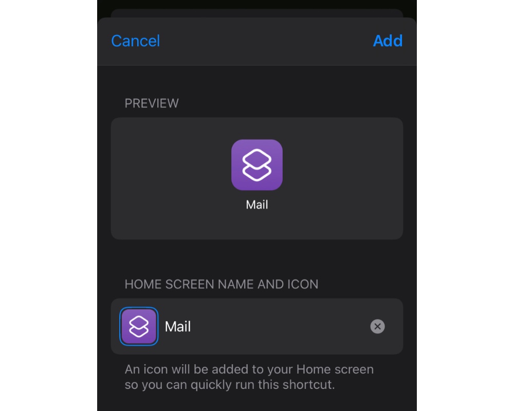 Add the Shortcut to your Home Screen