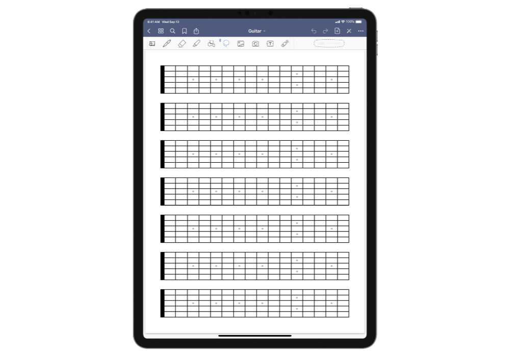 Blank Guitar Fretboard GoodNotes