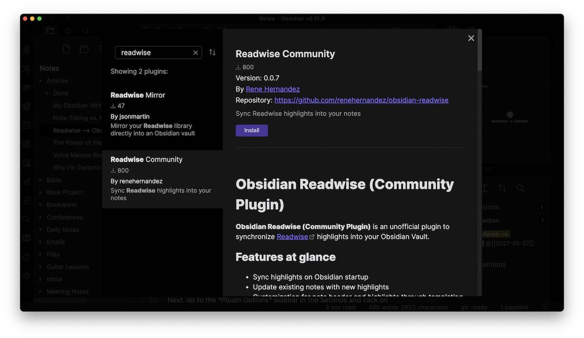 Syncing Digital Highlights from Readwise to Obsidian