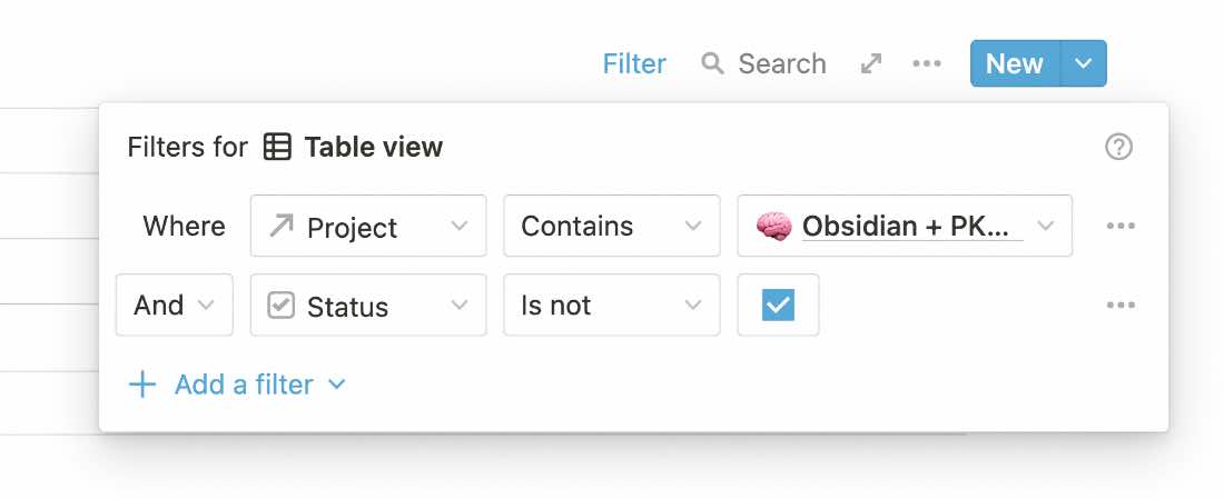 Filtering Notion tasks for a specific project