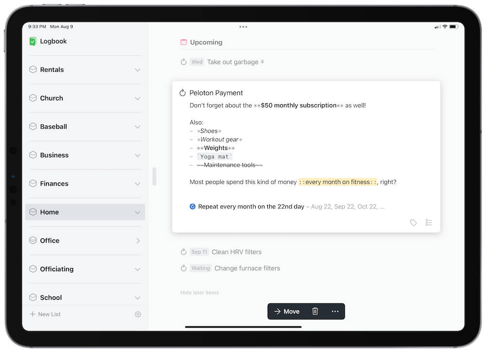 Things 3.14 Debuts Markdown Note Formatting