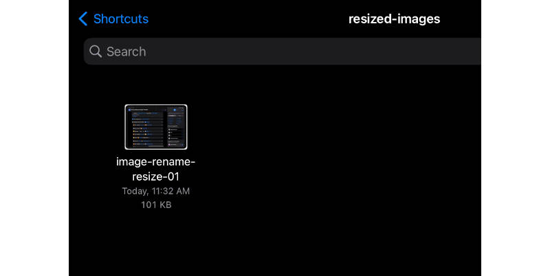 Resize & Rename Images shortcut screenshots