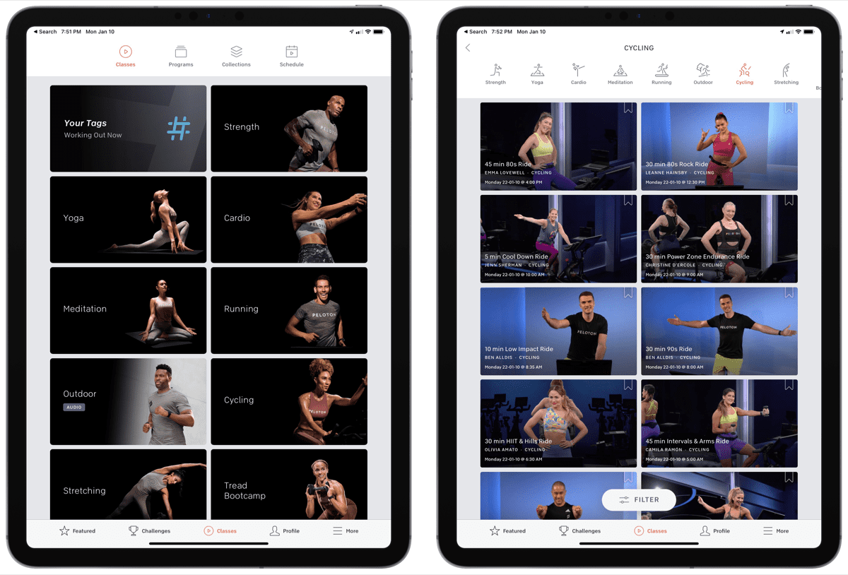 Peloton barre classes online on app