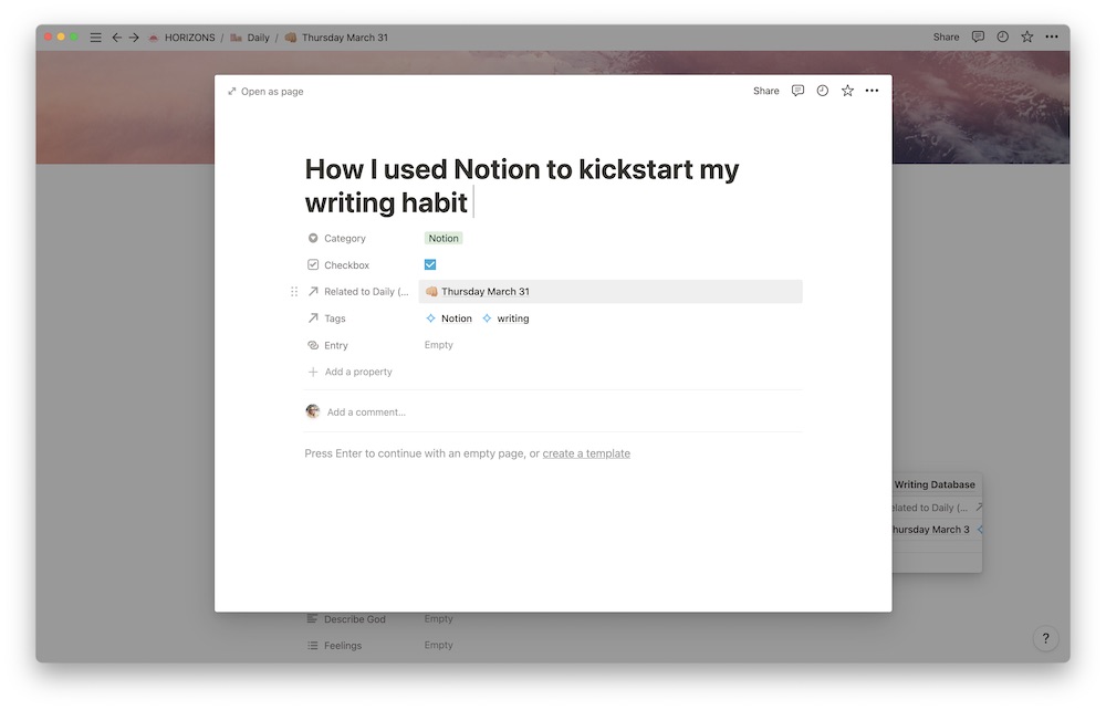 How I use Notion for my Writing Journal · Heart Breathings