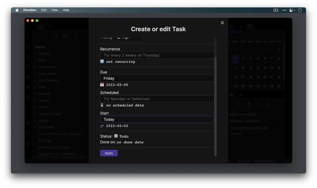 Obsidian Task Management Basics The Sweet Setup