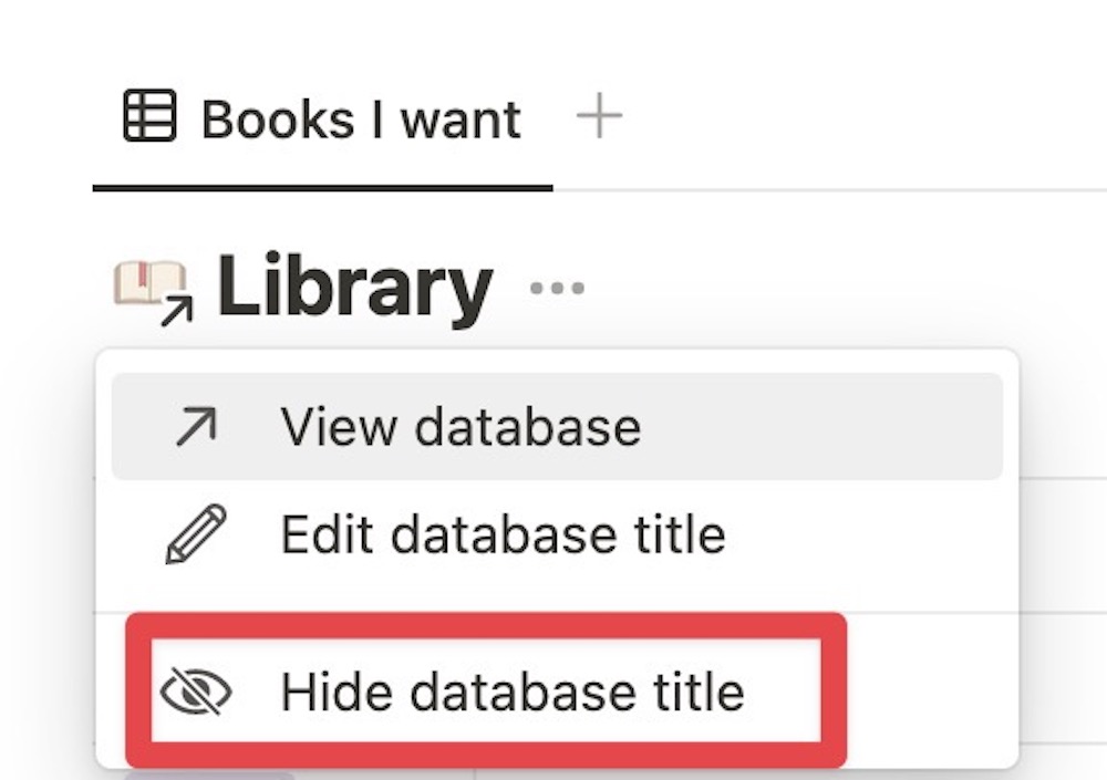 Hide Database Title