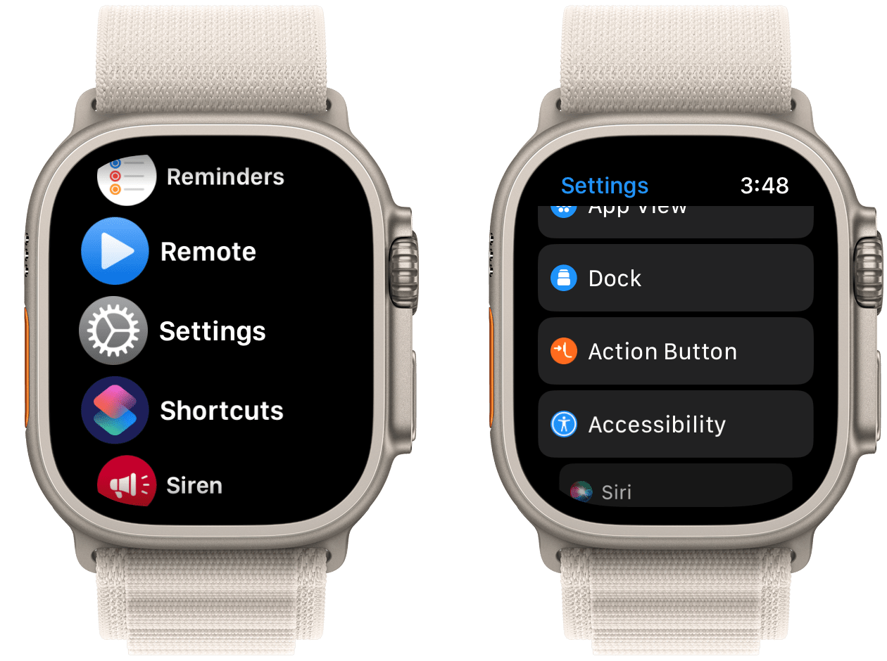 Settings on 2025 apple watch