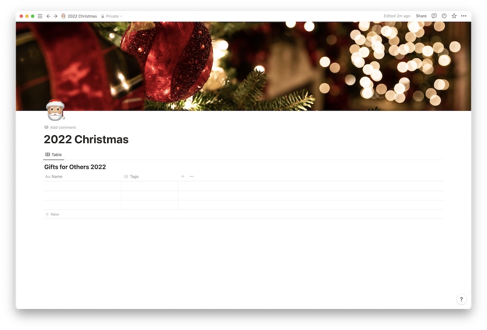 My Christmast List Database