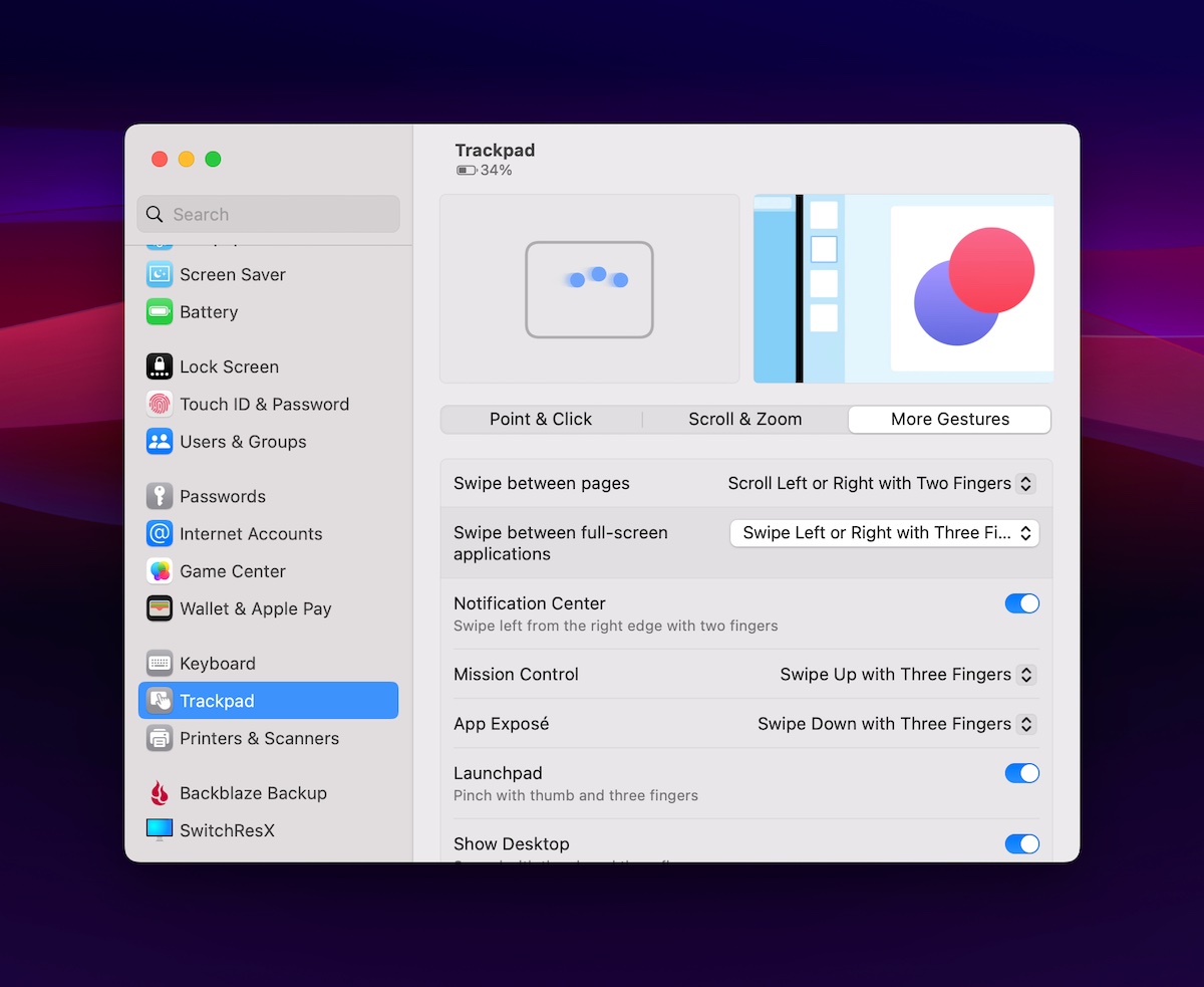 2022 macbook pro gestures