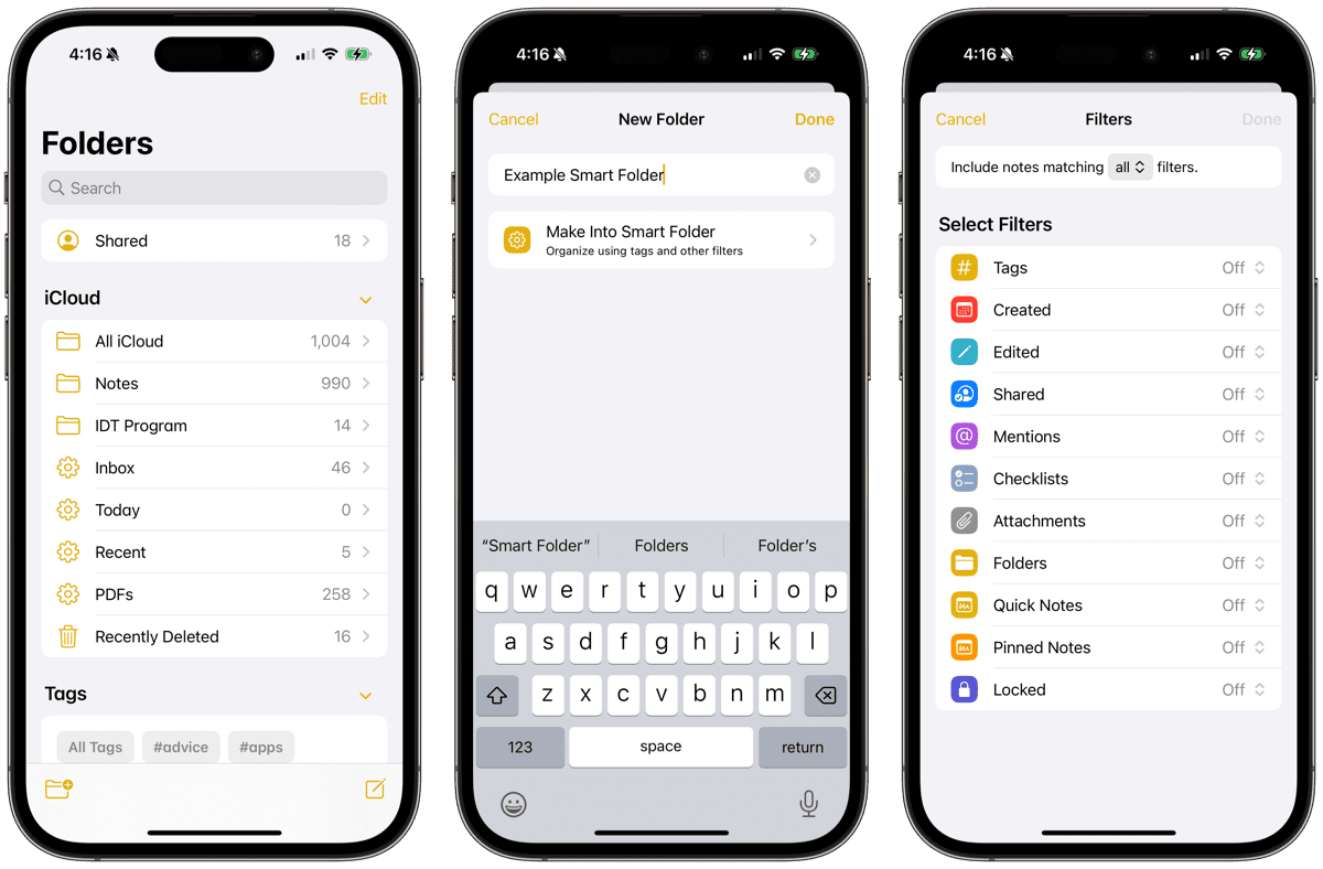 Use Tags and Smart Folders in Notes on your iPhone and iPad