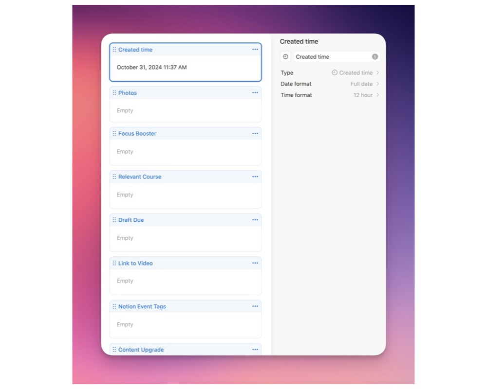 Side Panel Properties