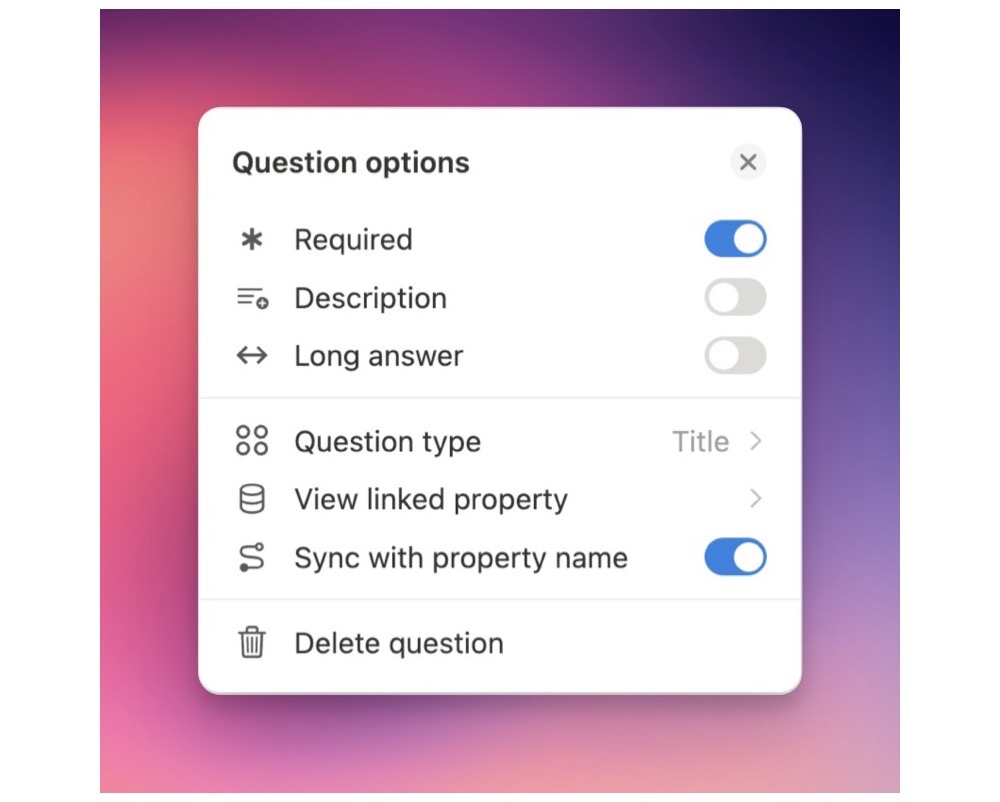 Question settings